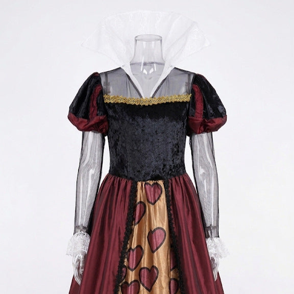 Alice in Wonderland Red Queen Cosplay Costume, Halloween Stage Performance Dress