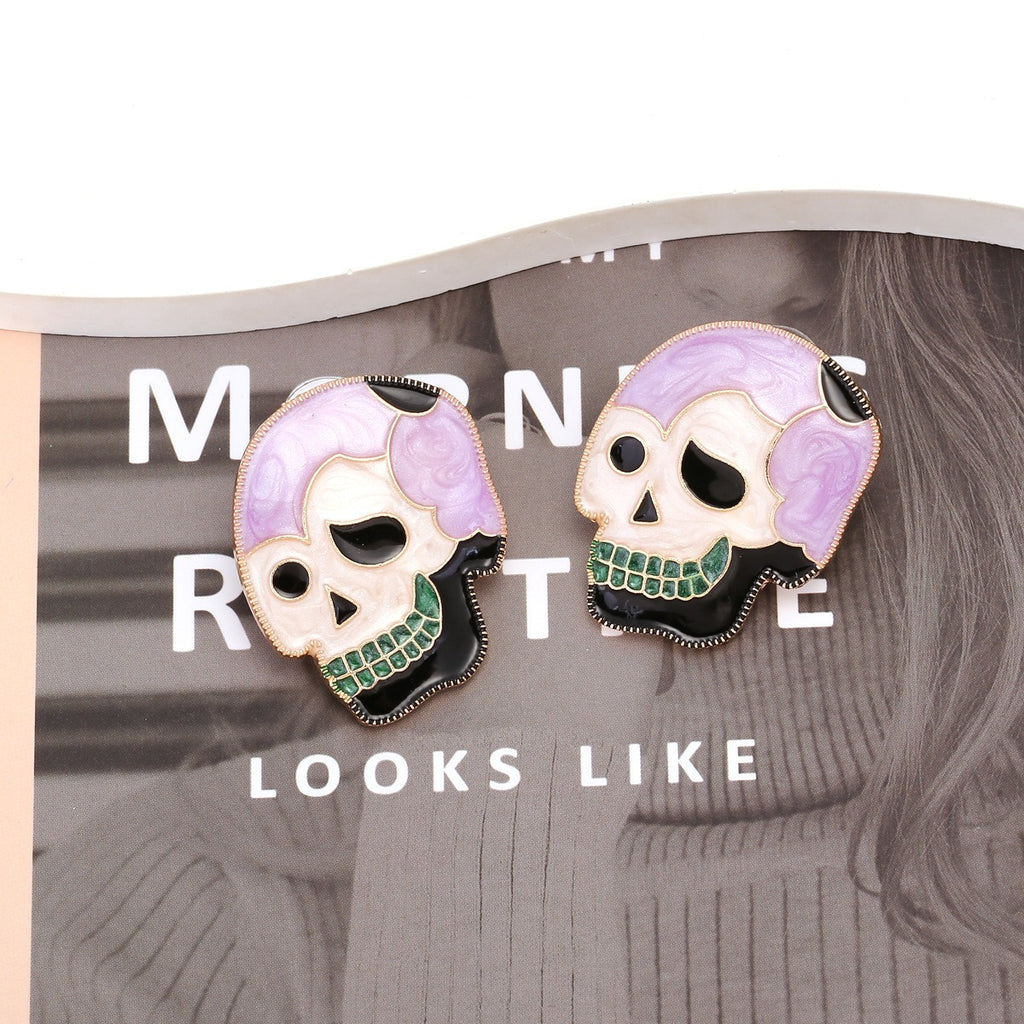 Alloy Drip Oil Skeleton Earrings Fun and Cute Halloween Earrings