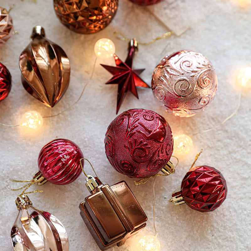 Christmas Tree Electroplating Octagonal Star Pinecone Ball Pendant Decoration Christmas Ball Gift Box Pendant Ball Decoration