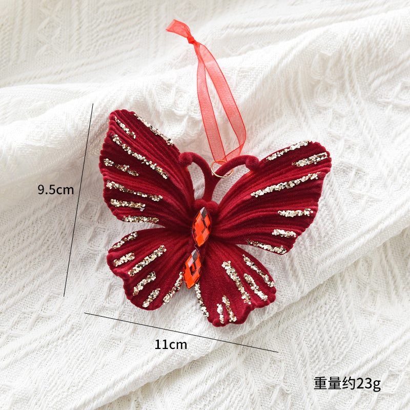 Christmas decoration red flocking elk bell pendant Christmas tree decoration ornaments