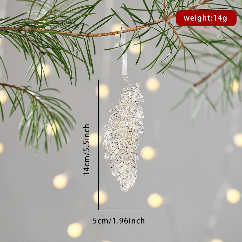 New Christmas Decoration Glitter Acrylic Pendant Transparent Powder Snowflake Charm for Christmas Tree Decoration