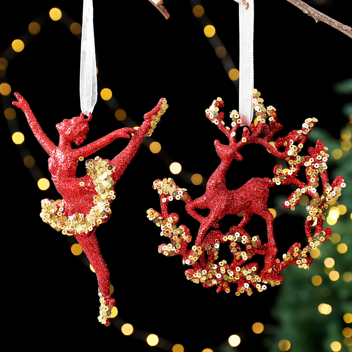 Saintyuan PC Sequin Glitter Pendant Christmas Decoration Snowflake Ornament for Christmas Tree Decoration