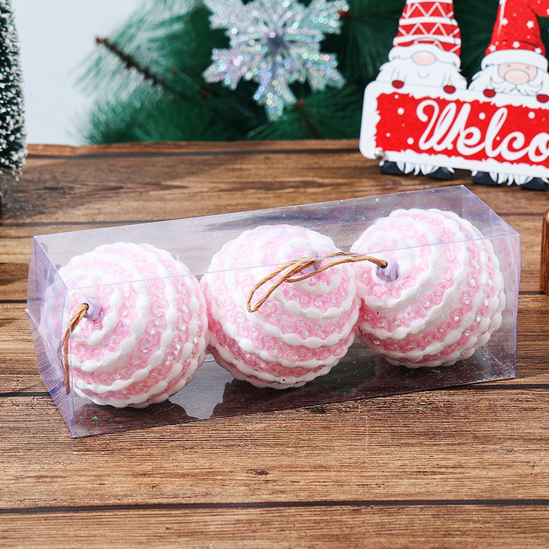 Christmas Ball Ornament Set 3PC Christmas Tree Decoration Colorful Balls Hanging Decor 8cm Holiday Decoration Ball