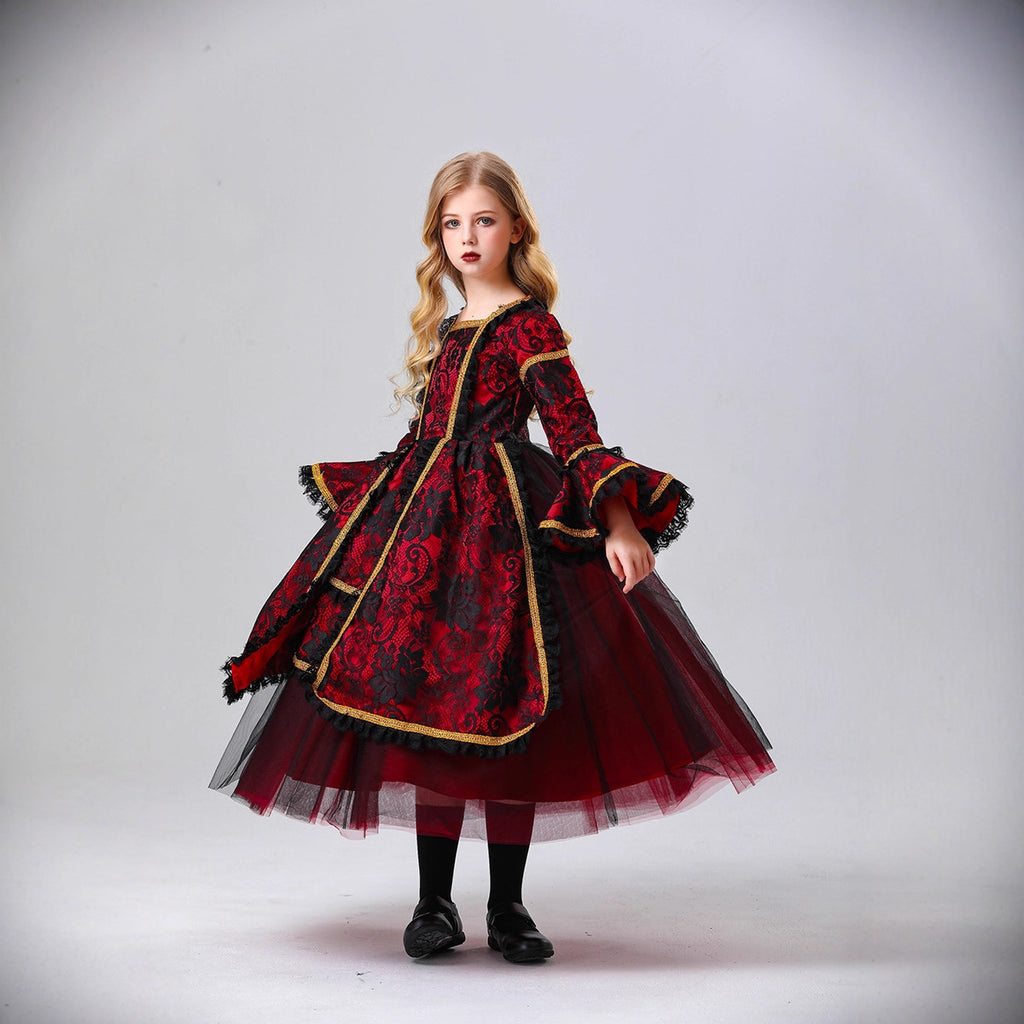 Halloween Kids Vampire Costume Royal Wizard Witch Costume for Stage Performance
