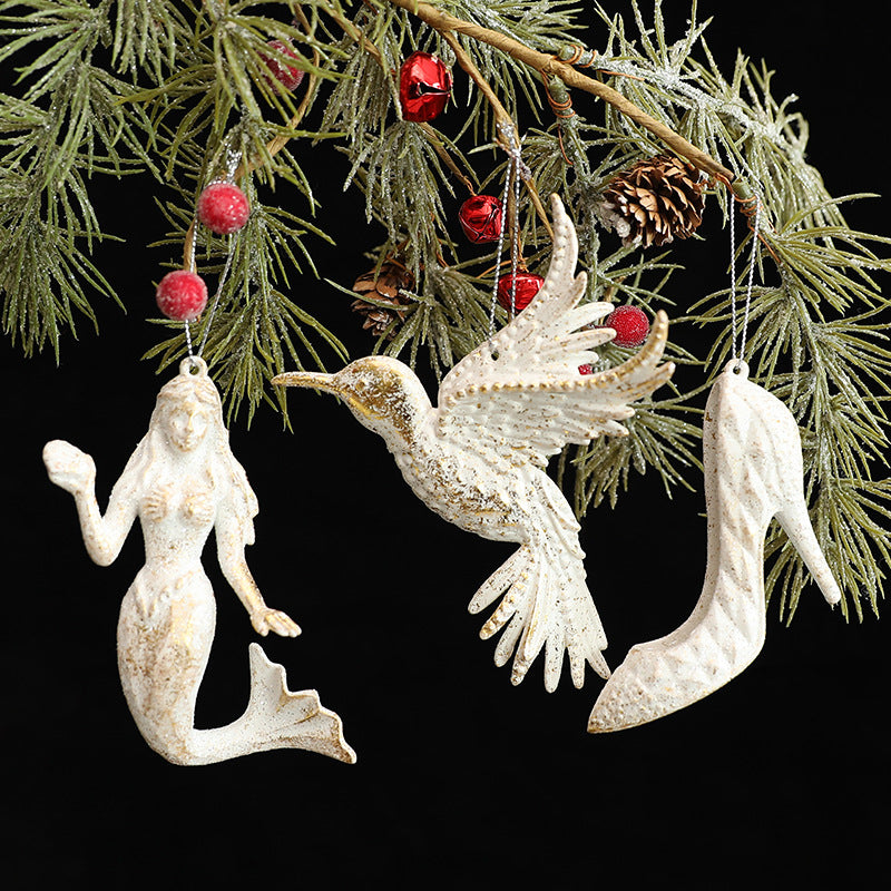 White Irregular Christmas Tree Ornament Decoration, Multiple Styles
