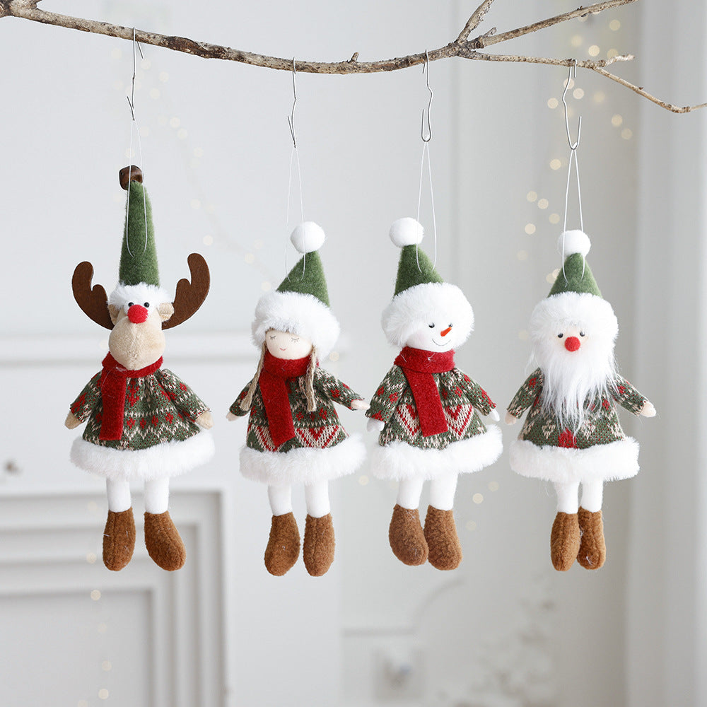 Christmas Decoration Fabric Doll Small Doll Pendant Plush Elk Santa Claus Snowman Christmas Tree Decoration