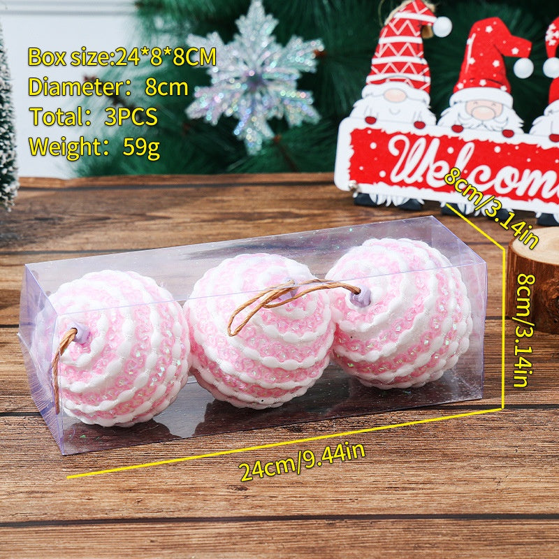 Christmas Ball Ornament Set 3PC Christmas Tree Decoration Colorful Balls Hanging Decor 8cm Holiday Decoration Ball