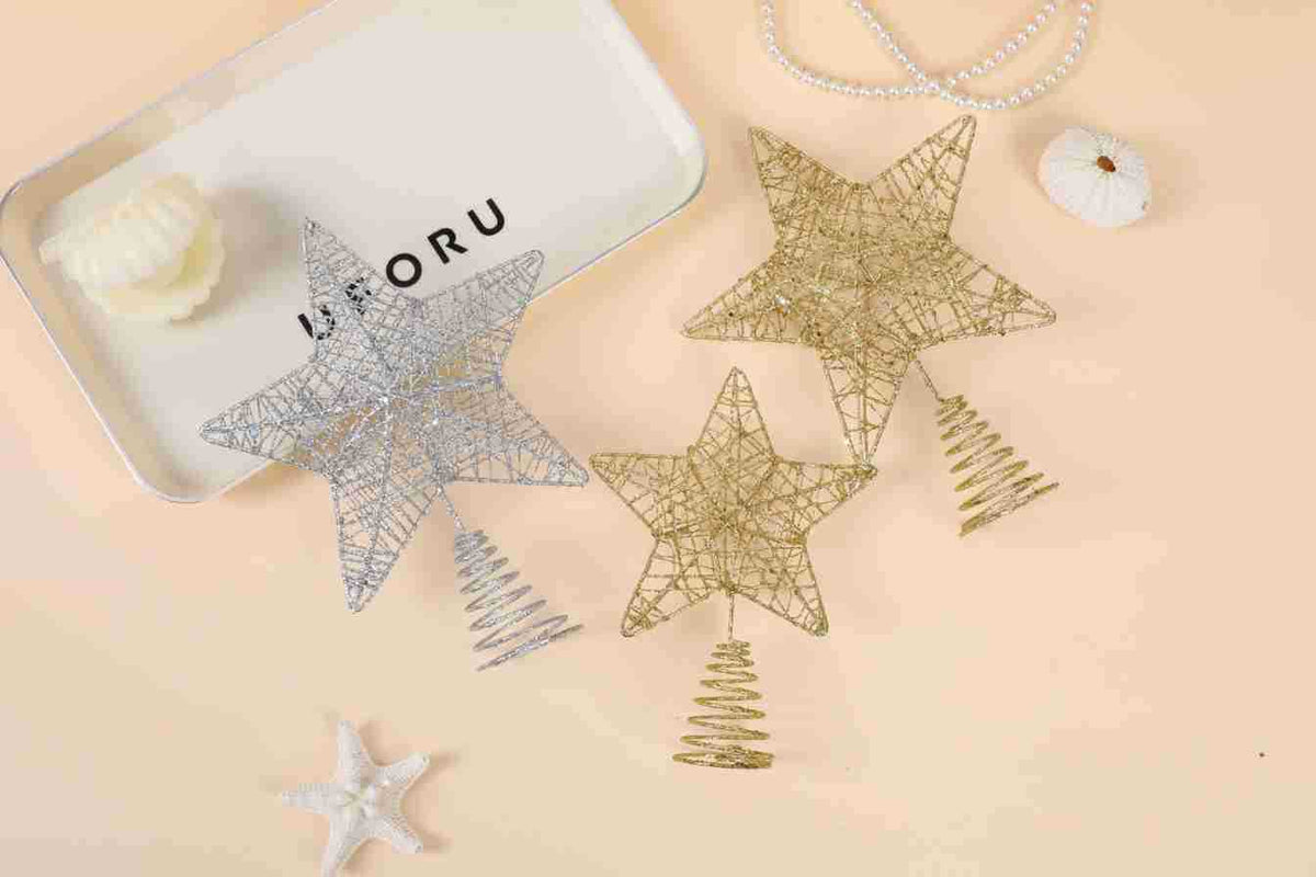 Christmas decoration three-dimensional iron hollow tree top star Christmas tree accessories decoration pendant