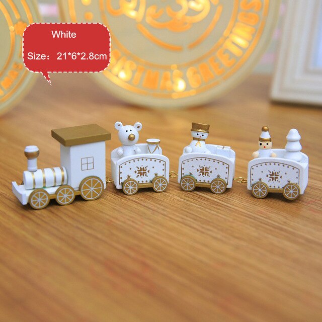 Christmas Train Painted Wood Christmas Decoration for Home Merry Christmas Ornament Navidad Xmas Decoration New Year Gift