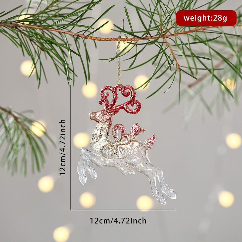 New Christmas Decoration Glitter Acrylic Pendant Transparent Powder Snowflake Charm for Christmas Tree Decoration