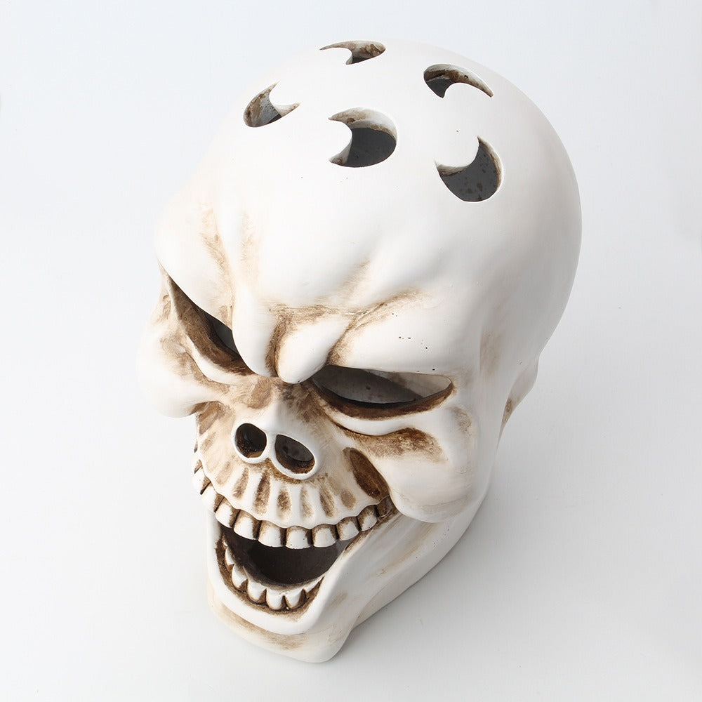 Creative resin handicraft horror facial ornament with a large mouthed skull candlestick