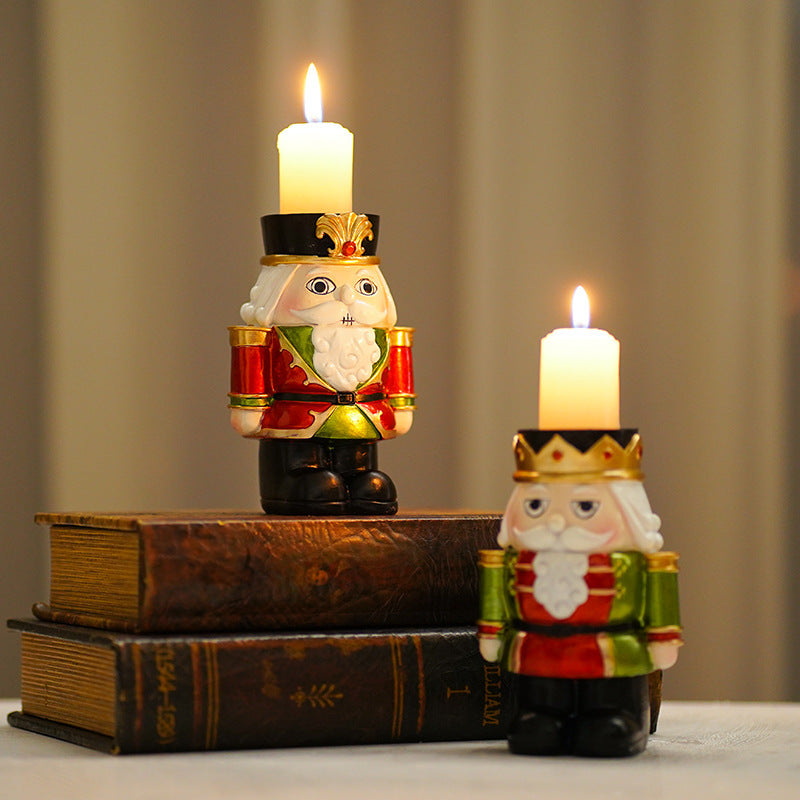 Christmas Nutcracker Candlestick Home Living Room Desktop Festive Atmosphere Candle Decoration Ornament