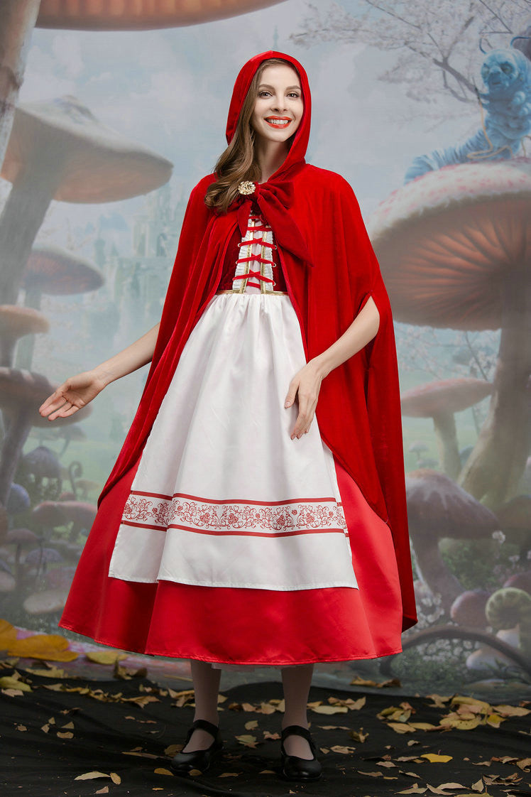 Hooded Red Riding Hood Costume for Halloween Cosplay and Stage Performance