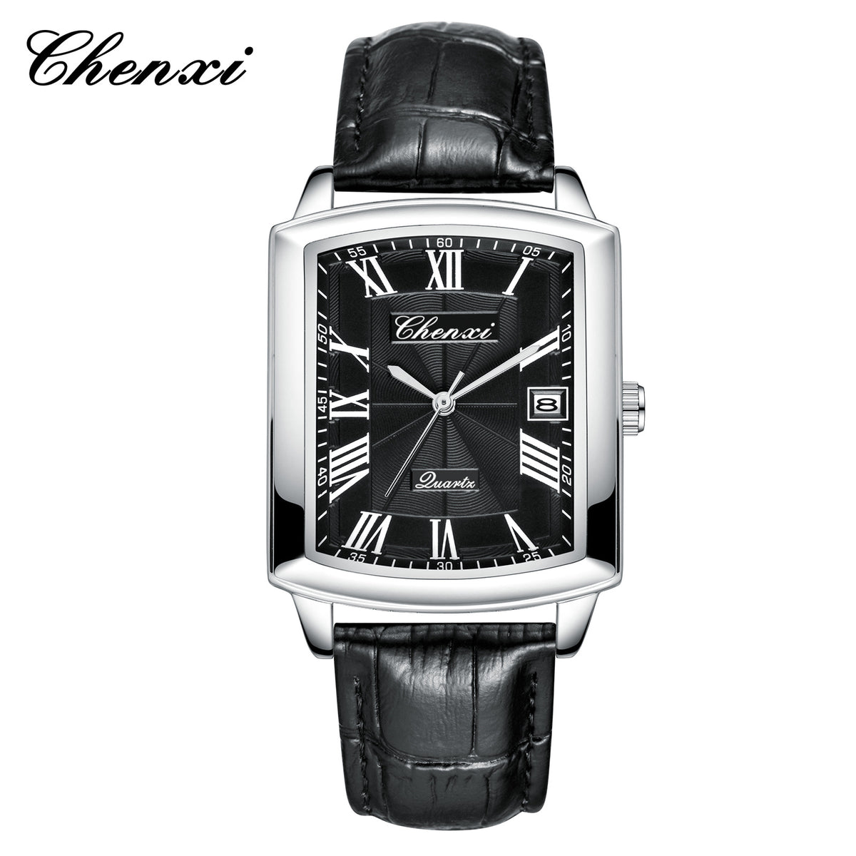 Casual Couple Watch, Morning Light Brand, Calendar Quartz Watch, Simple Square Design for Men and Women, Leather Strap