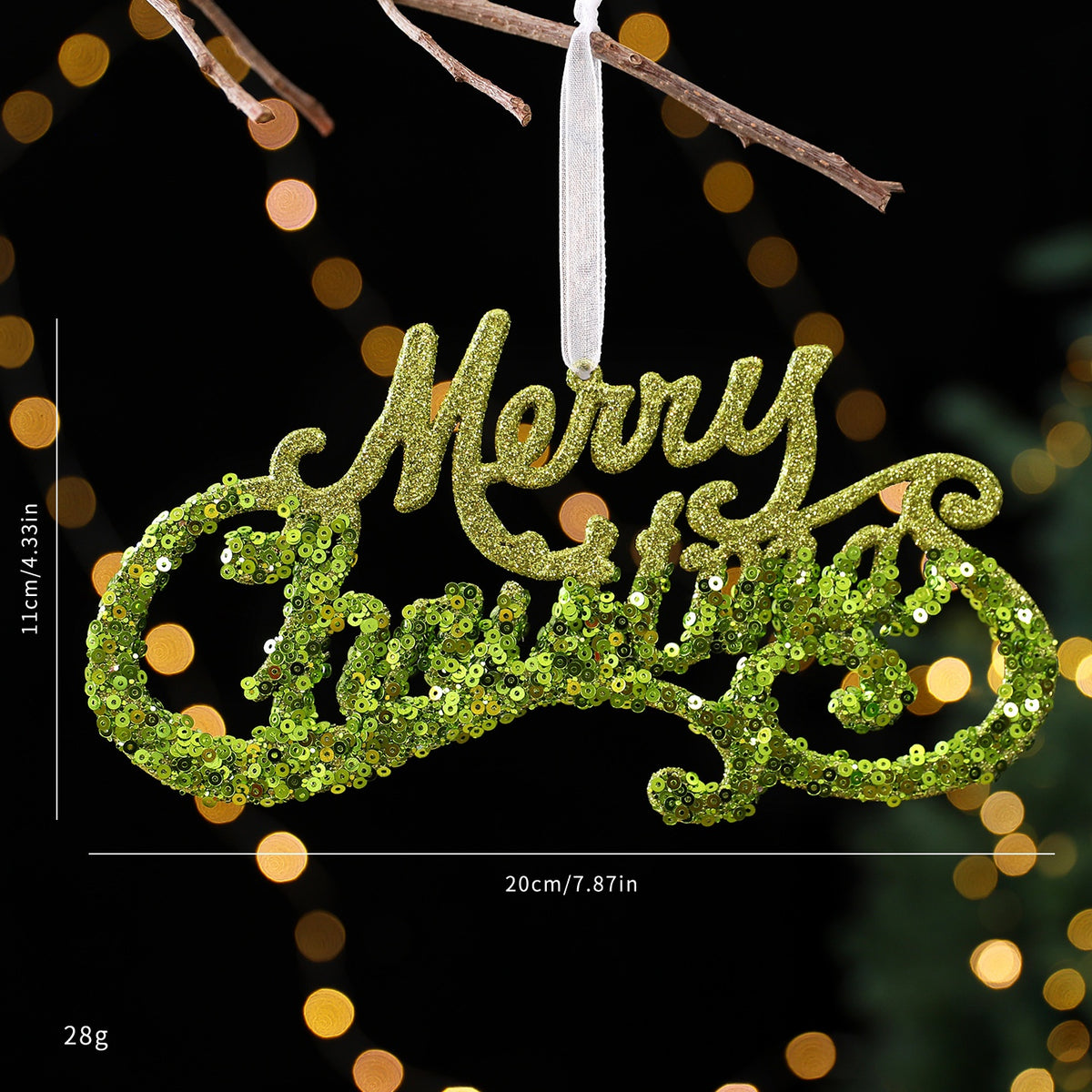 SantaYuan New Green Glitter Powder PC Ornament Christmas Decoration Snowflake Pendant Christmas Tree Scene Decoration