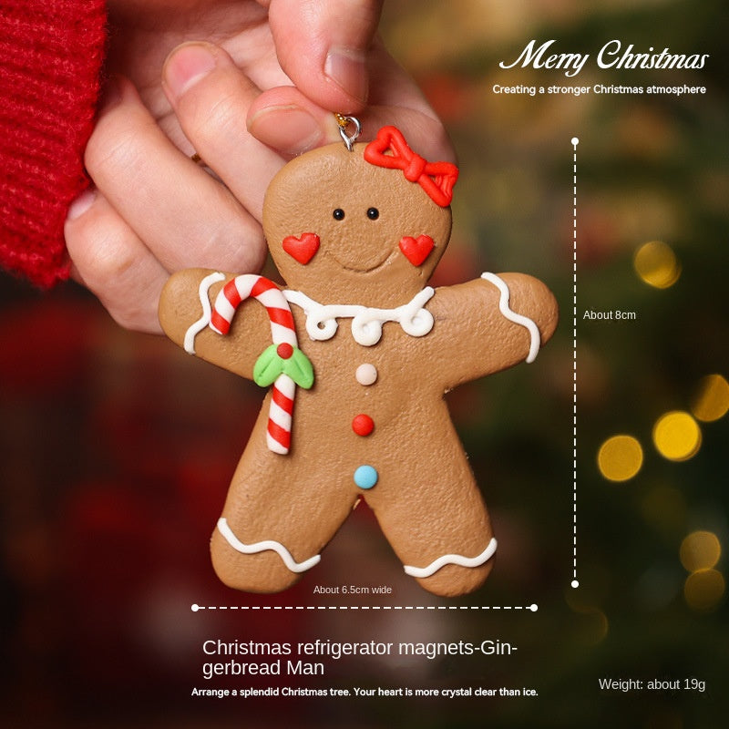Christmas Decorations Christmas Gingerbread Man Atmosphere Decoration Christmas Tree Vintage Cute Resin Magnetic Fridge Sticker