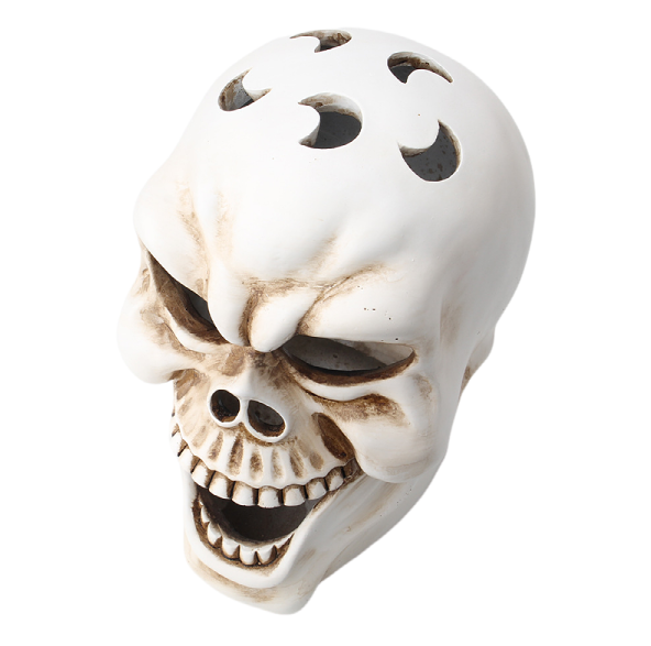 Creative resin handicraft horror facial ornament with a large mouthed skull candlestick
