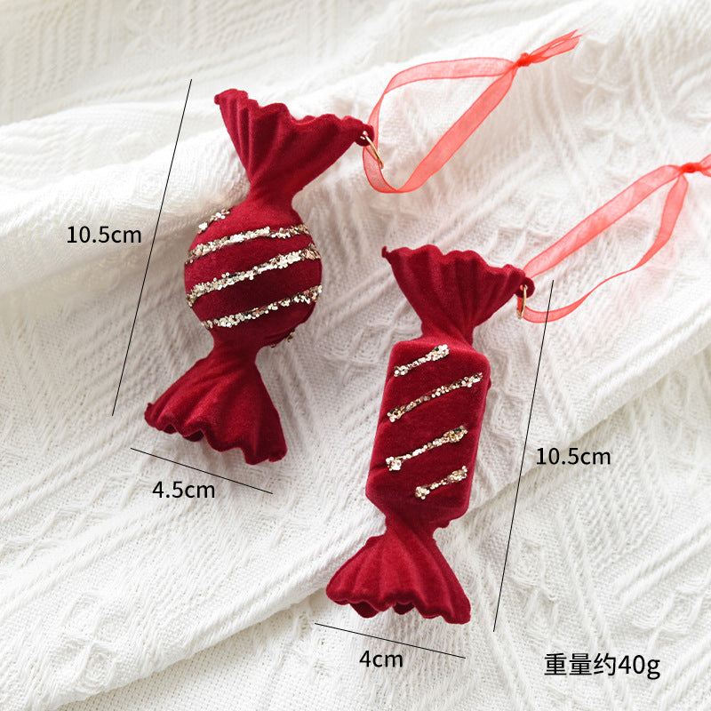 Christmas decoration red flocking elk bell pendant Christmas tree decoration ornaments