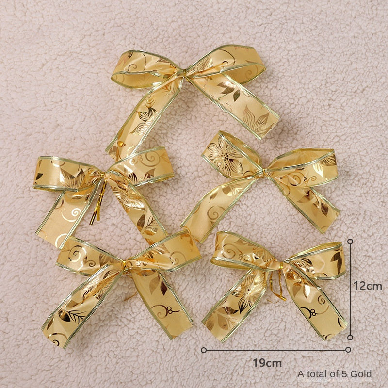 Christmas Tree Decoration with Large Sparkly Bow, Festive Ornament for Holiday Display