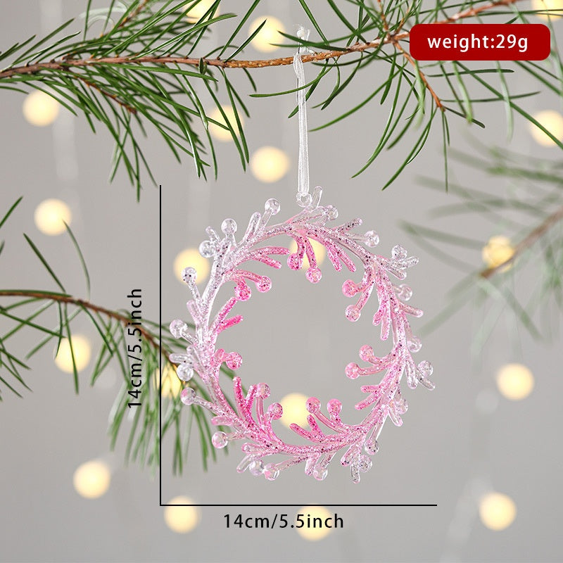 New Christmas Decoration Glitter Acrylic Pendant Transparent Powder Snowflake Charm for Christmas Tree Decoration