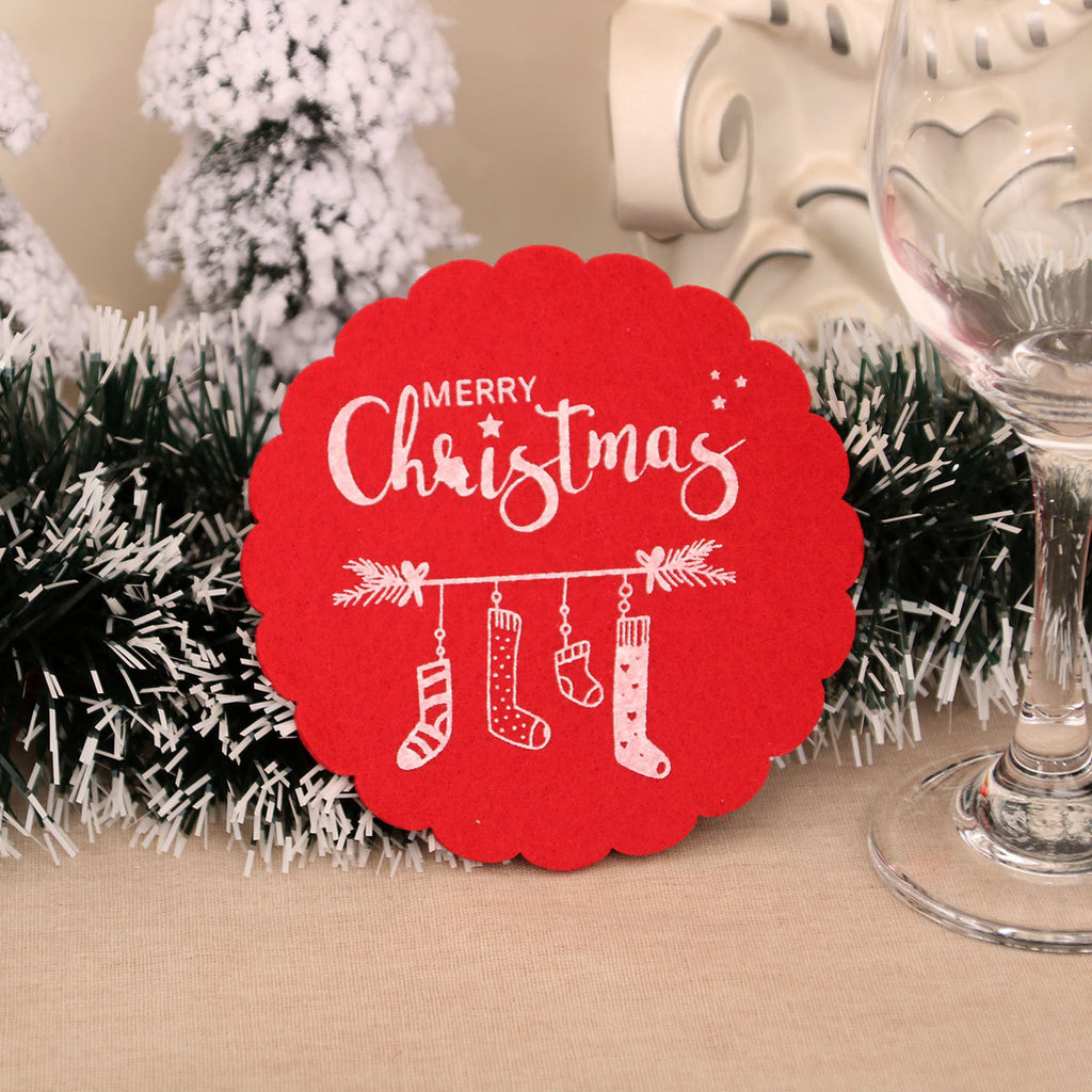 Christmas Wine Cup Mat Tea Cup Mat Christmas Hotel Restaurant Home Decoration Supplies