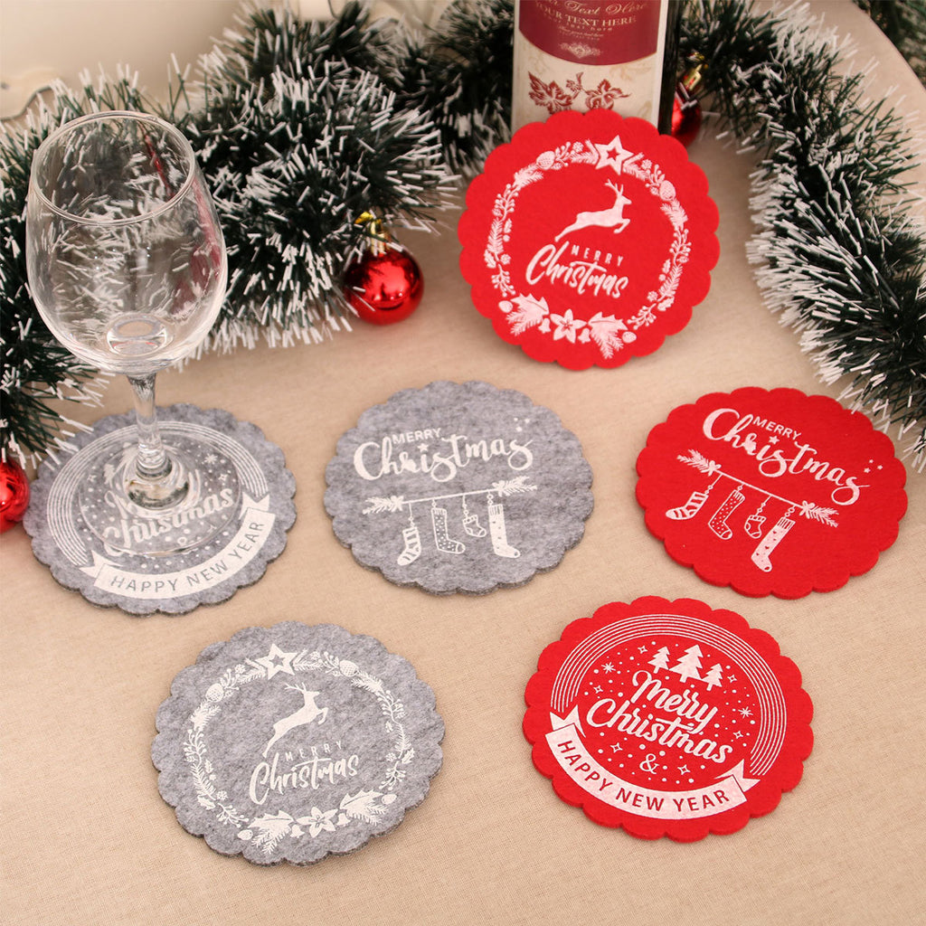 Christmas Wine Cup Mat Tea Cup Mat Christmas Hotel Restaurant Home Decoration Supplies