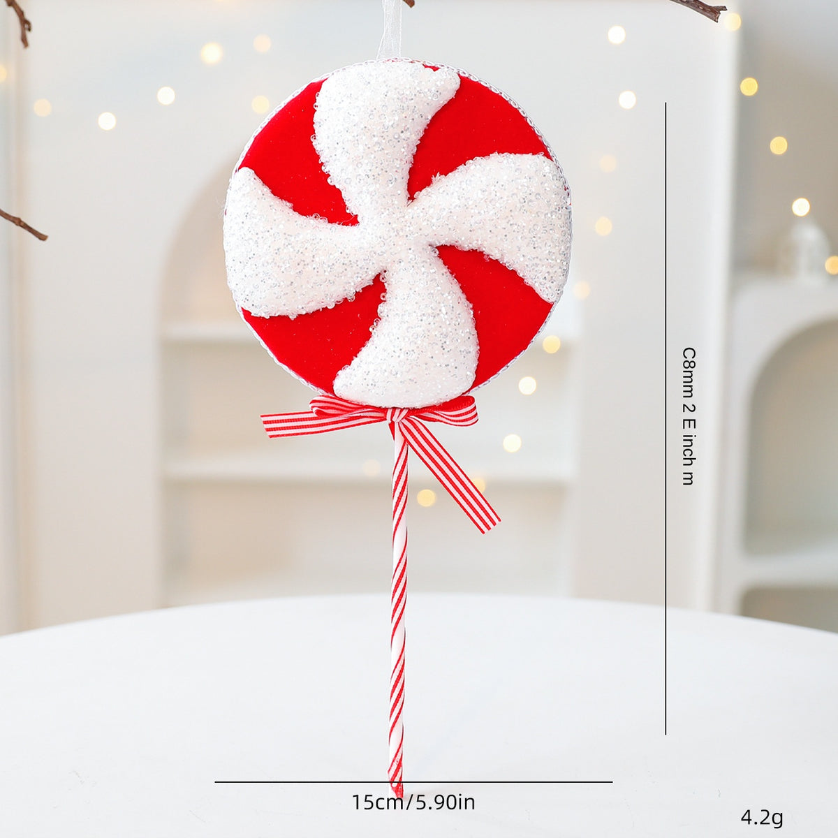 Santa Yuen New Red and White Decorative Foam Candy Cane Lollipop Ornament Christmas Decoration Christmas Tree Decoration