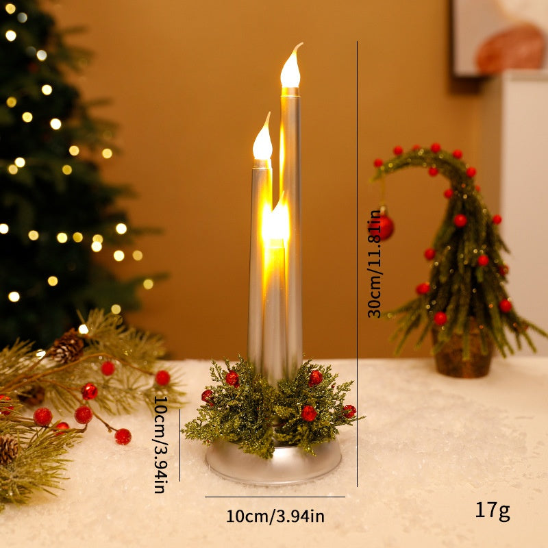 LED Electronic Candle Realistic Christmas Decoration Smooth Long Candle Christmas Ornament