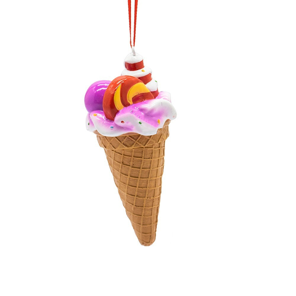 Christmas Ice Cream Ornament Decoration for Christmas Tree Christmas Scene Decoration Resin Craft Hanging Decor