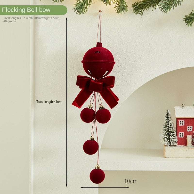 Christmas Decoration Bow with Double Bells Hanging Ornament for Store Display, Festival Event Christmas Tree Decor and Party Decoration Accessories