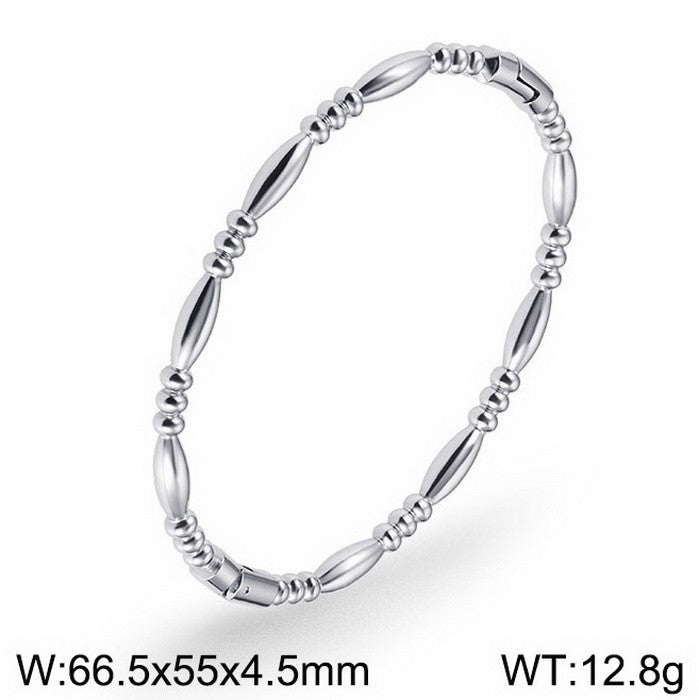 Bamboo Joint Design Stainless Steel Bracelet 18K Gold Plated Versatile High-Grade Plain Circle Bracelet