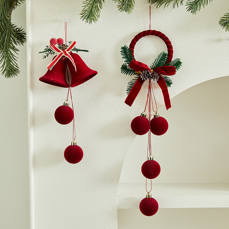 Christmas Decoration Bow with Double Bells Hanging Ornament for Store Display, Festival Event Christmas Tree Decor and Party Decoration Accessories