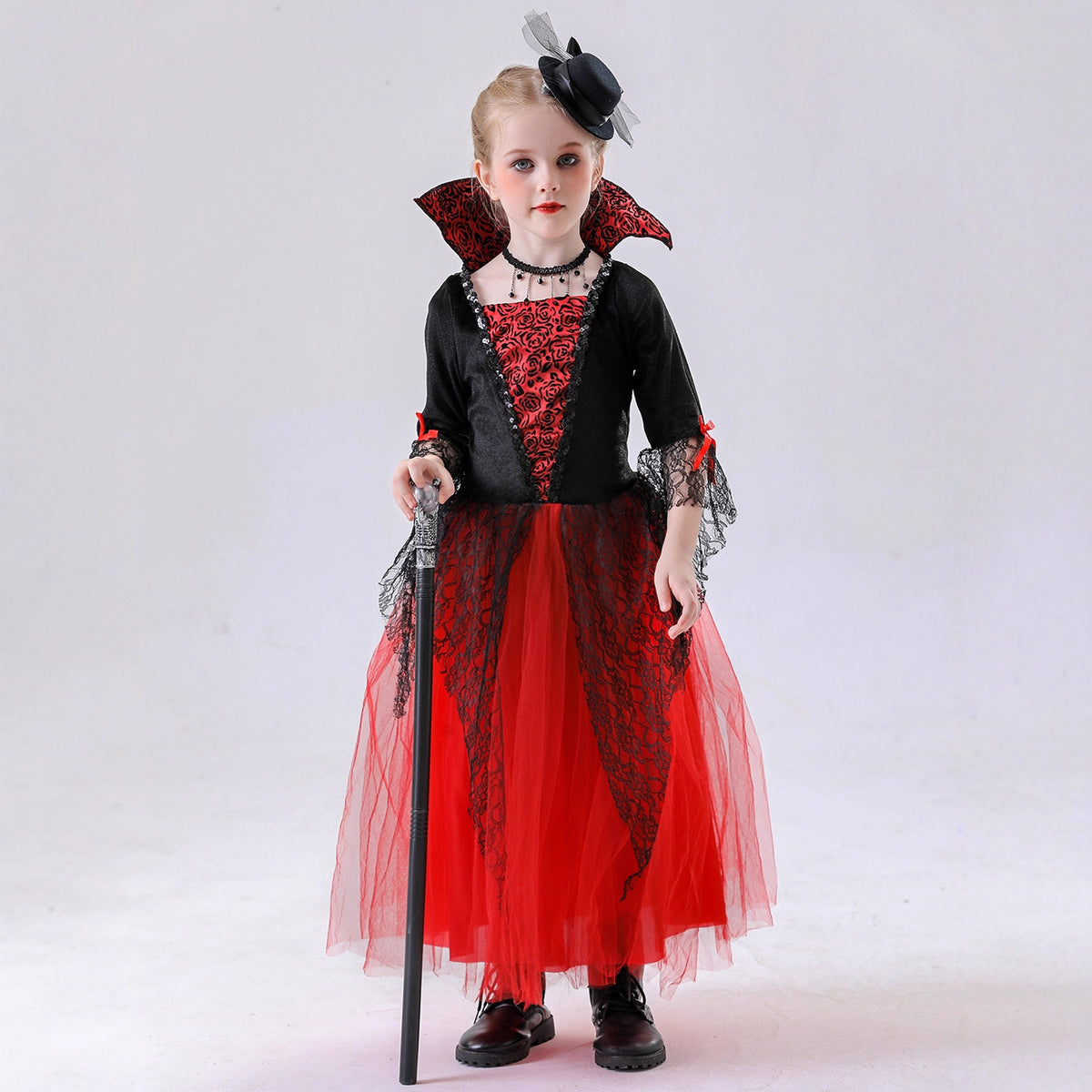 Halloween Kids Vampire Costume Royal Wizard Witch Costume for Stage Performance