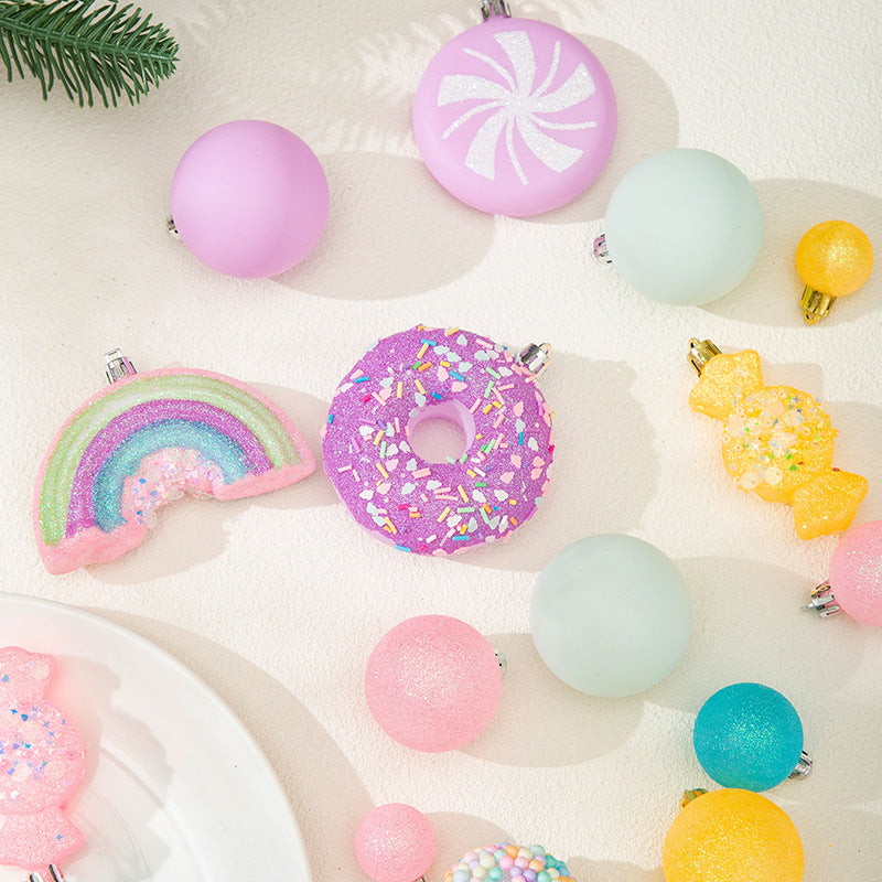 Christmas Decoration Festival Scene Decoration Christmas Tree Ornament Handmade DIY Macaron Christmas Ball Small Hanging Decor
