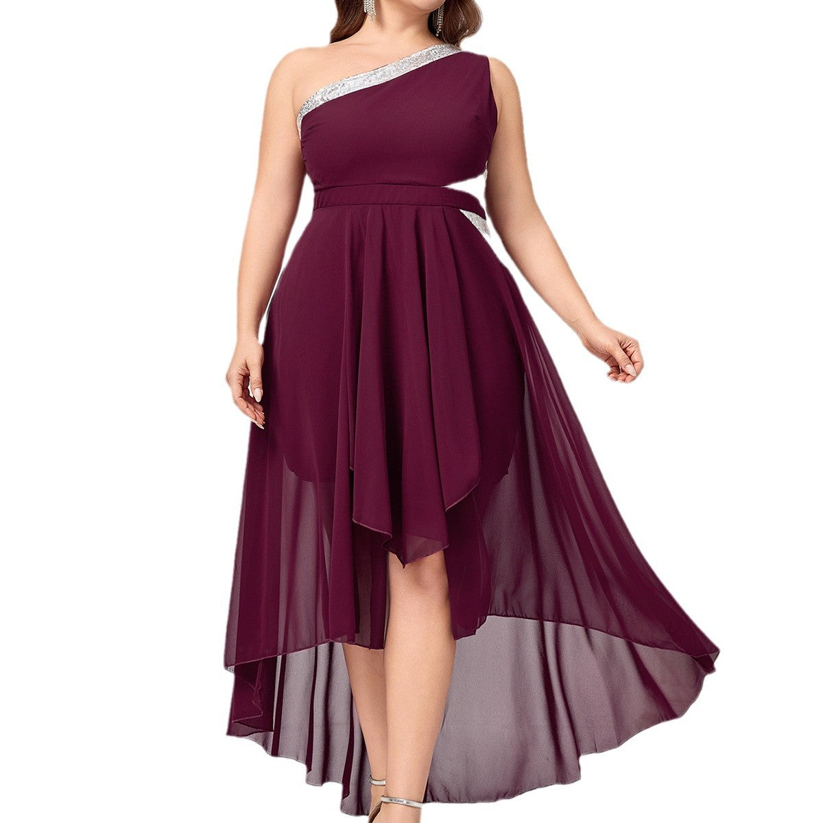 Chic Off-Shoulder Solid Color Evening Dress for Women, Long Sleeveless Elegant Gown