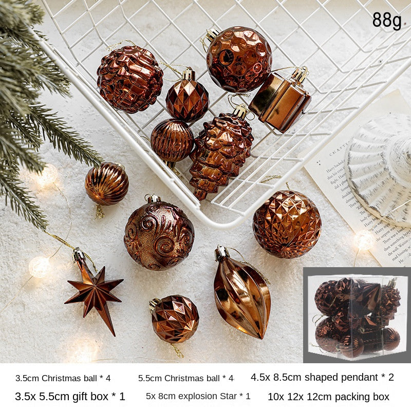 Christmas Tree Electroplating Octagonal Star Pinecone Ball Pendant Decoration Christmas Ball Gift Box Pendant Ball Decoration