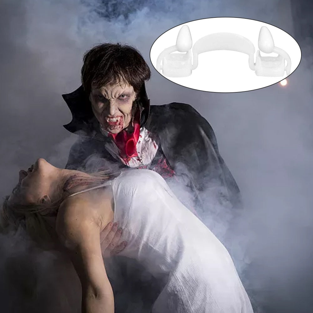 New Retractable Vampire Teeth Dentures Zombie Teeth Silicone Dentures Halloween Decoration Horror Vampire Party Props Decoration
