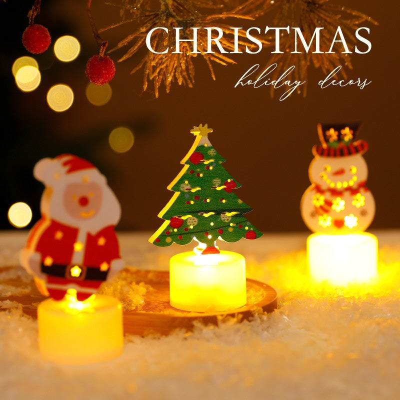 LED Electronic Candle Light Christmas Tree Santa Claus Snowman Creative Candle Night Light Decorative Ornament