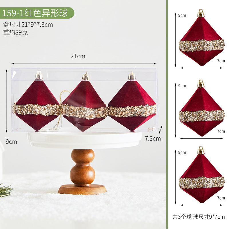 Christmas Red Irregular Ball New Christmas Tree Decoration Hanging Ball Reindeer Wreath Ornament Atmosphere Decoration Hanging Ornament