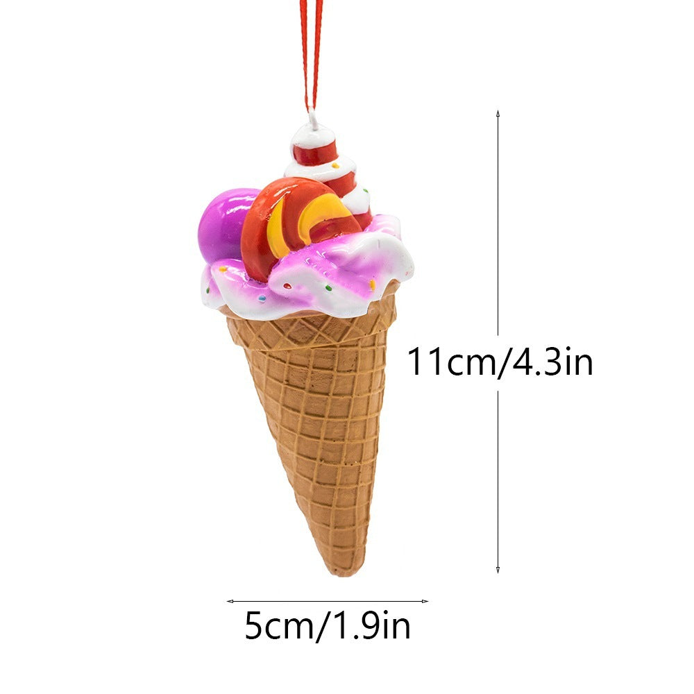 Christmas Ice Cream Ornament Decoration for Christmas Tree Christmas Scene Decoration Resin Craft Hanging Decor