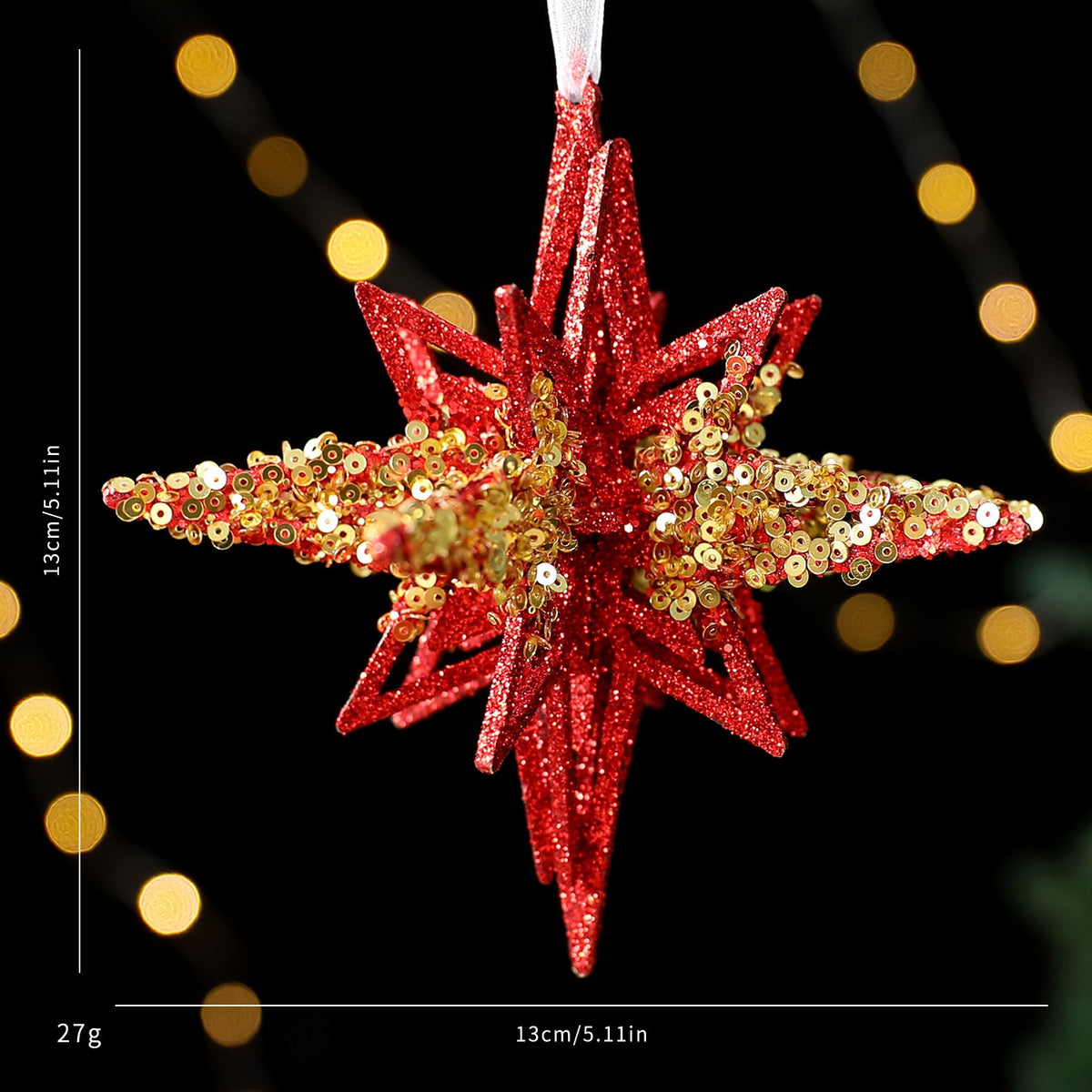 Saintyuan PC Sequin Glitter Pendant Christmas Decoration Snowflake Ornament for Christmas Tree Decoration