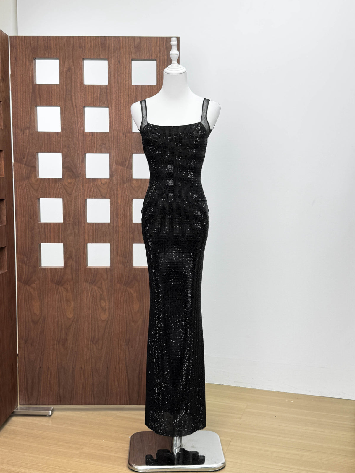 French Style Rhinestone Strap Dress, Sexy Bodycon Dress, Elegant Luxury Evening Gown, Backless Long Dress for Party and Gala