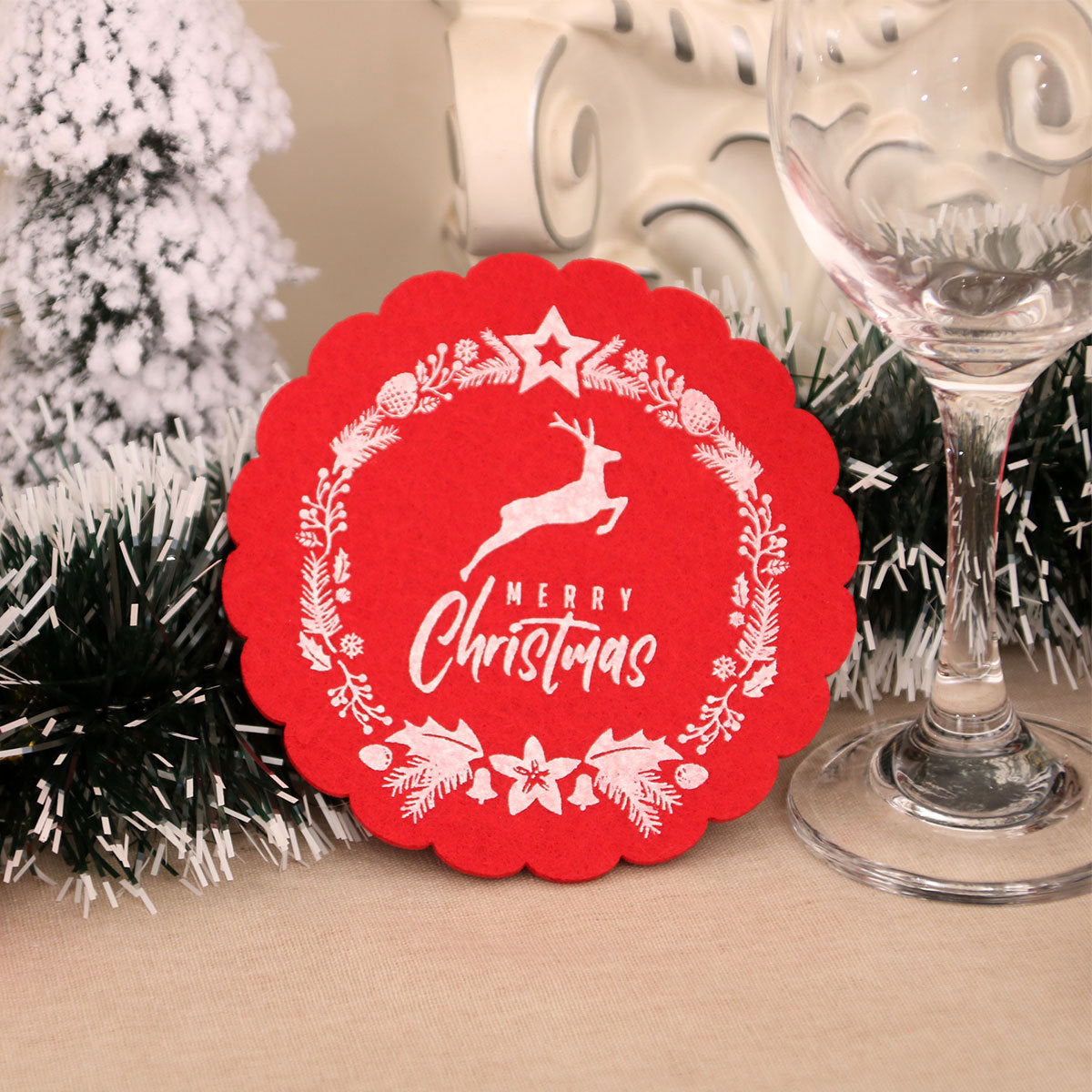 Christmas Wine Cup Mat Tea Cup Mat Christmas Hotel Restaurant Home Decoration Supplies
