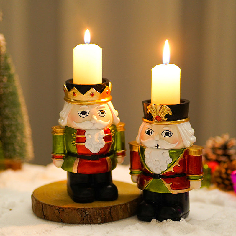 Christmas Nutcracker Candlestick Home Living Room Desktop Festive Atmosphere Candle Decoration Ornament