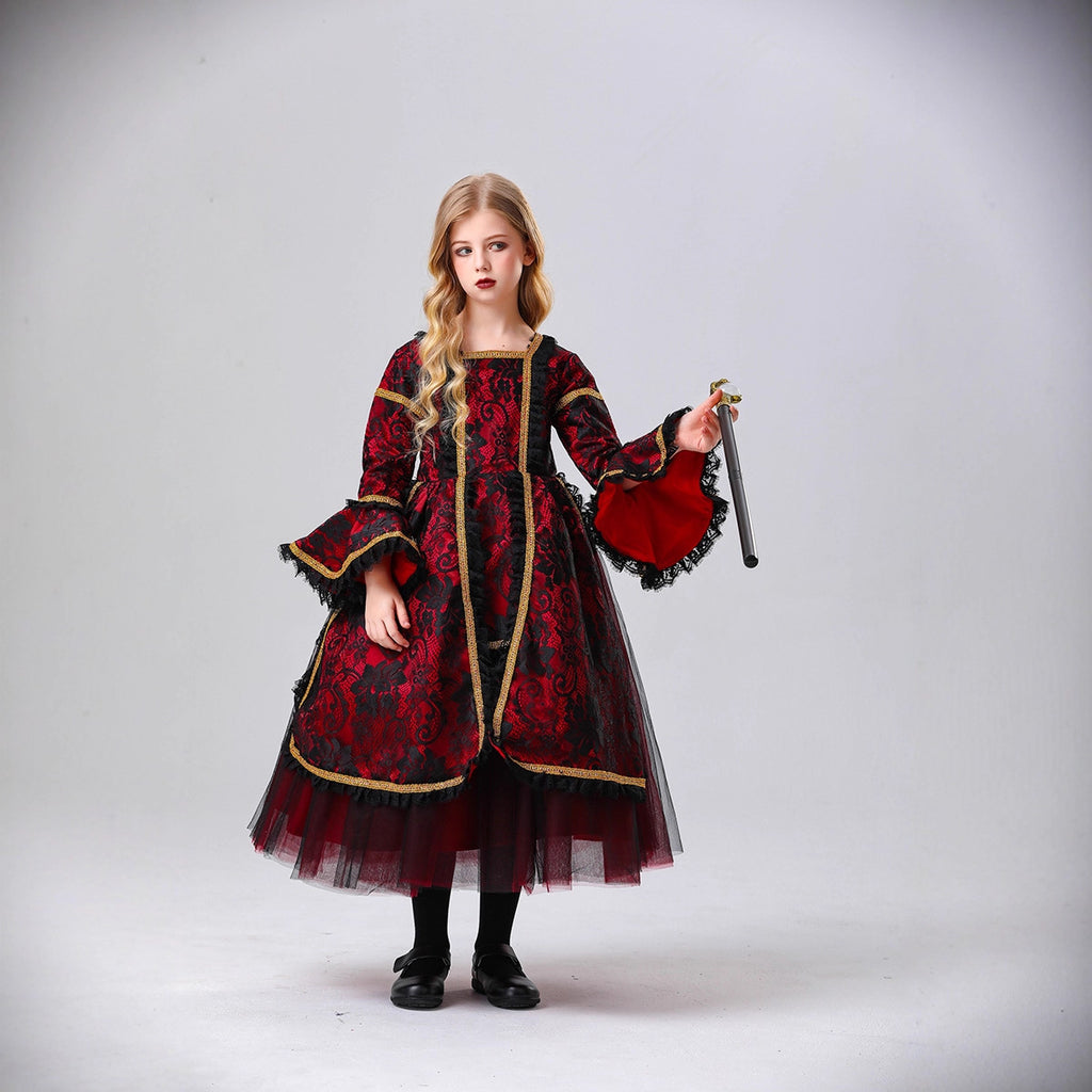 Halloween Kids Vampire Costume Royal Wizard Witch Costume for Stage Performance