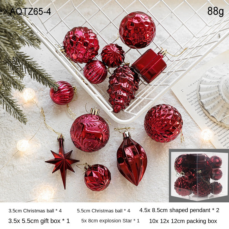 Christmas Tree Electroplating Octagonal Star Pinecone Ball Pendant Decoration Christmas Ball Gift Box Pendant Ball Decoration