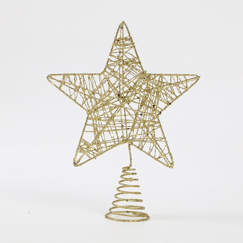 Christmas decoration three-dimensional iron hollow tree top star Christmas tree accessories decoration pendant