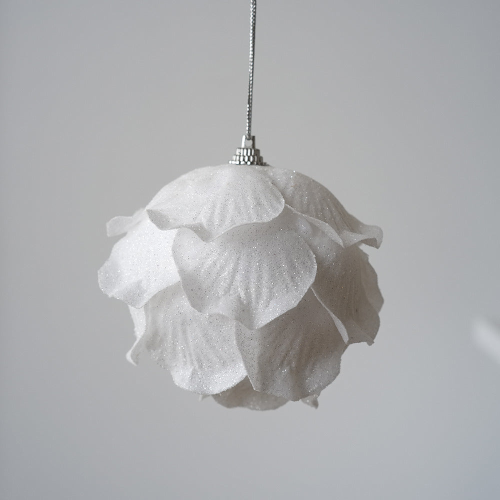 White petal Christmas ball Christmas atmosphere decoration Sticky powder foam decorations Christmas tree