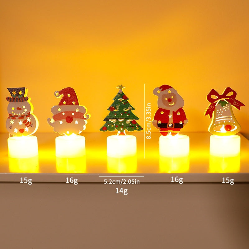 LED Electronic Candle Light Christmas Tree Santa Claus Snowman Creative Candle Night Light Decorative Ornament