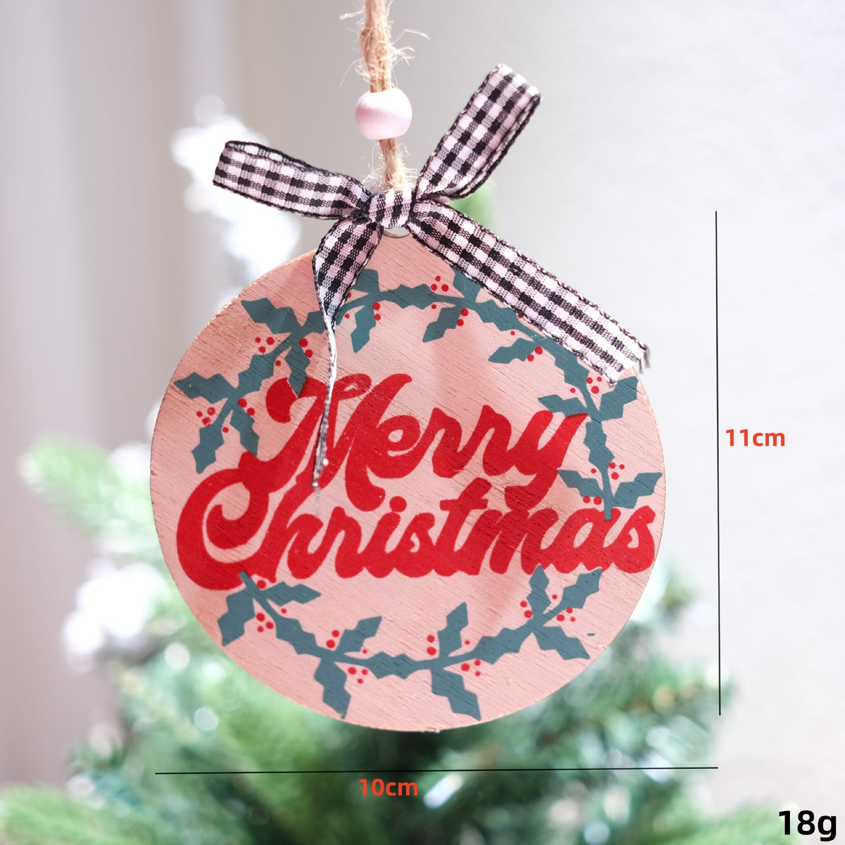 Christmas Wooden Letter Ornaments with Circular Cut-out Design for Christmas Tree, Hotel Room Door Decoration and Festival Atmosphere Decoration